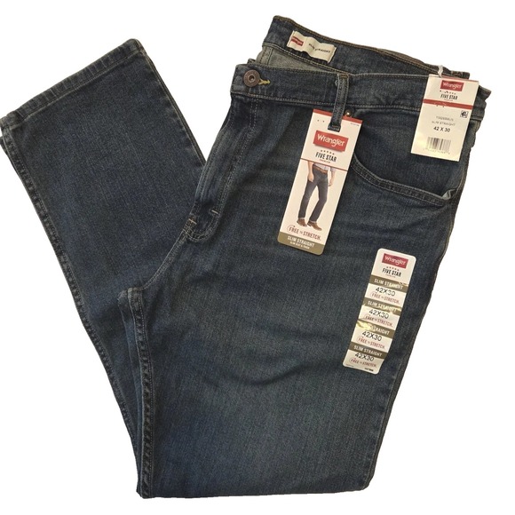 Wrangler Other - NWT Men's Wrangler 5 Star Jeans Slim Straight Denim 1092SSWJS 42 X 30